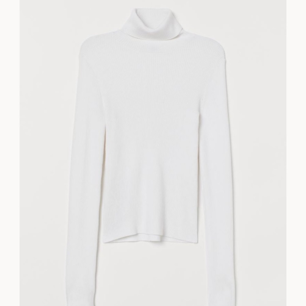 H&M Size XS White Ribbed Turtleneck